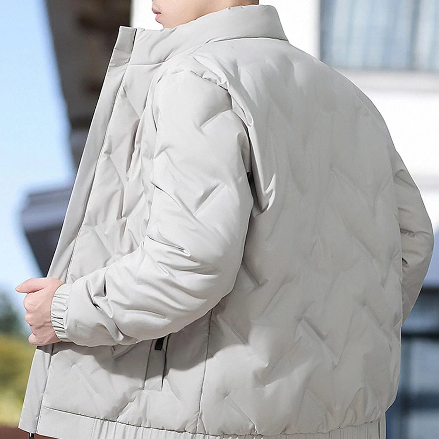 lcziwo Mens Puffer Quilted Jacket Lightweight Stand Collar Zip up Casual Padded Cotton Jacket Winter Coat Outerwear
