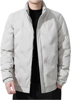 lcziwo Mens Puffer Quilted Jacket Lightweight Stand Collar Zip up Casual Padded Cotton Jacket Winter Coat Outerwear