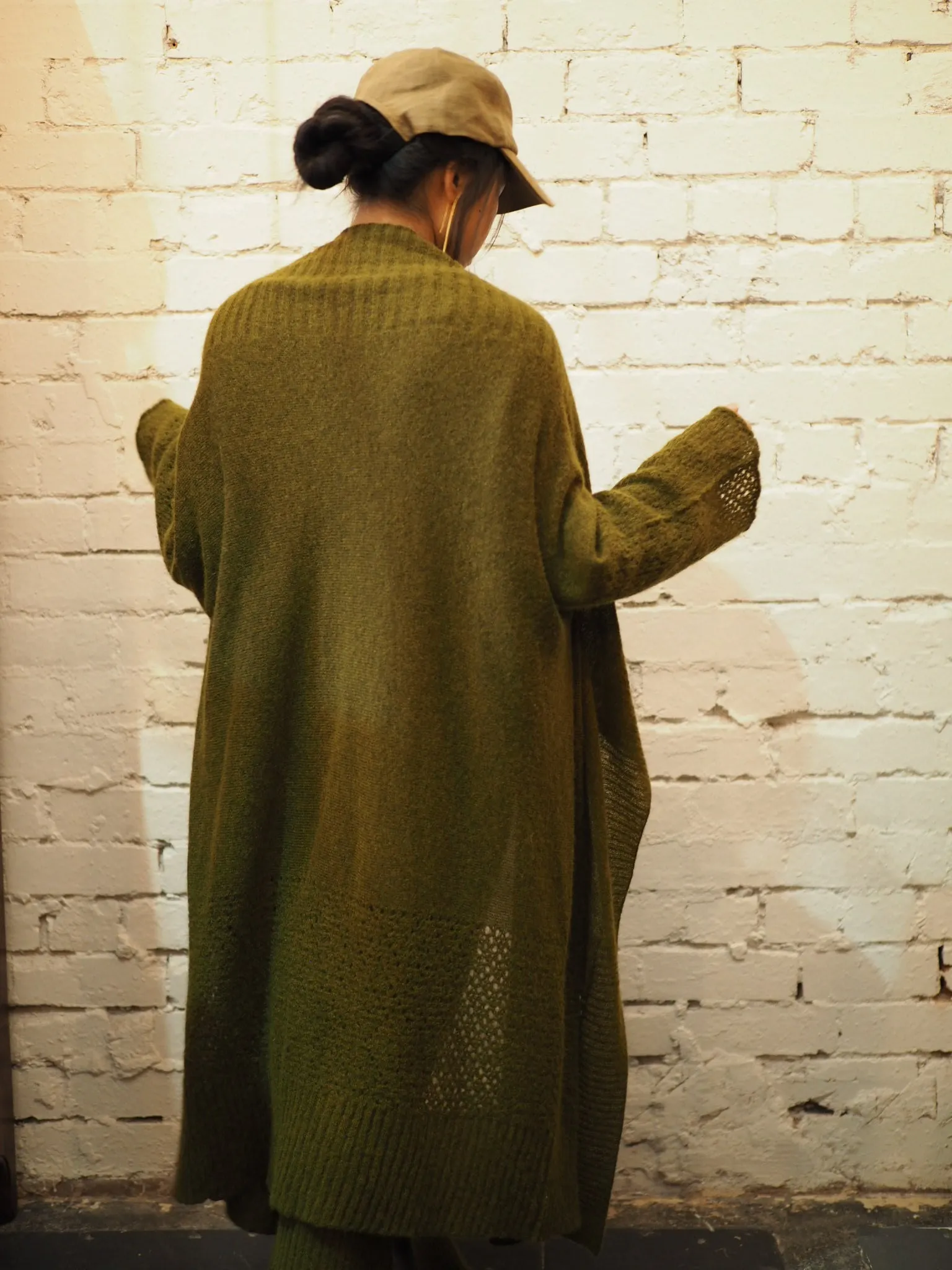 Light weight cardi (Alpaca) - Moss green