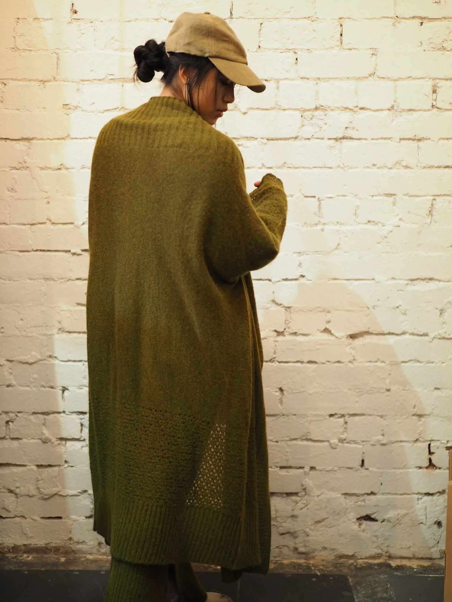 Light weight cardi (Alpaca) - Moss green