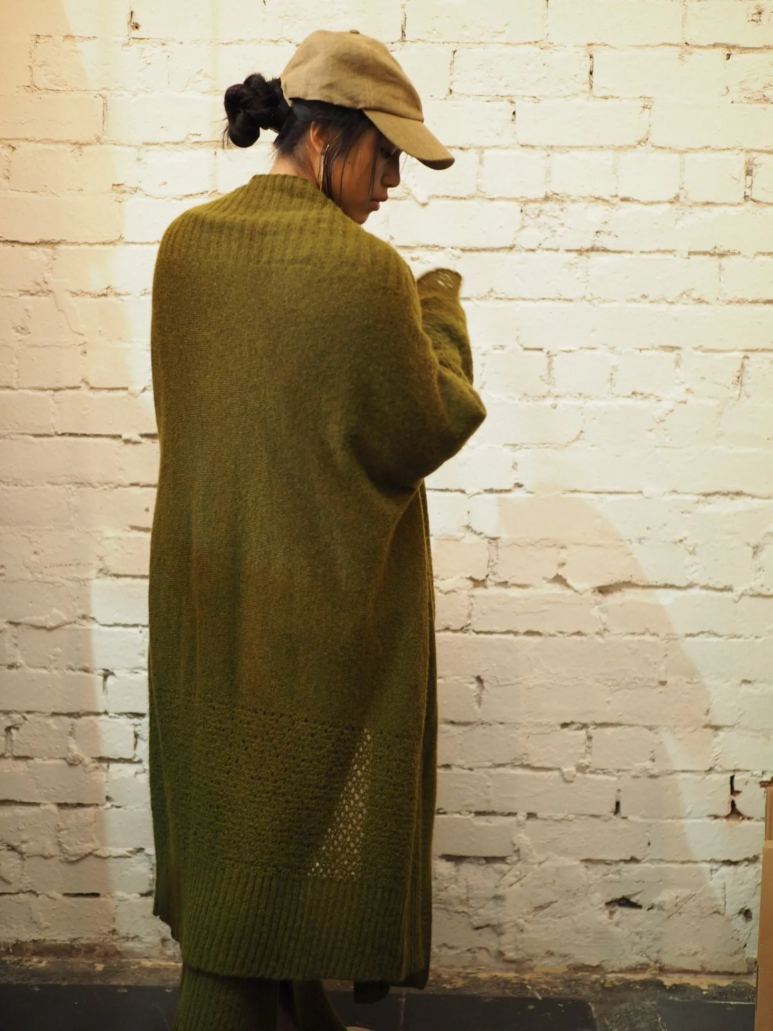 Light weight cardi (Alpaca) - Moss green