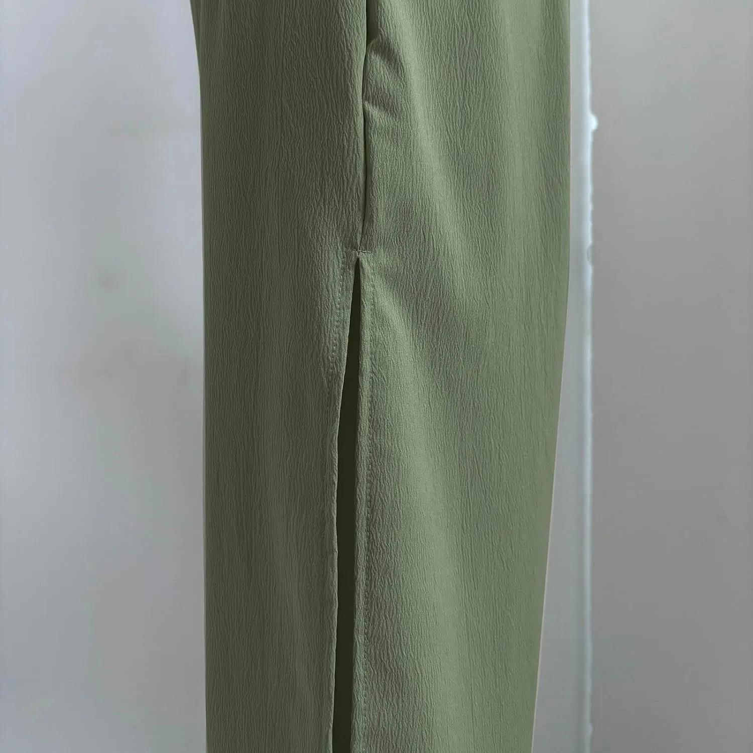 Linen Pants for Women Side Split Button Up Summer Vintage Wide Leg Trousers Loose Casual High Waisted Pants with Pockets
