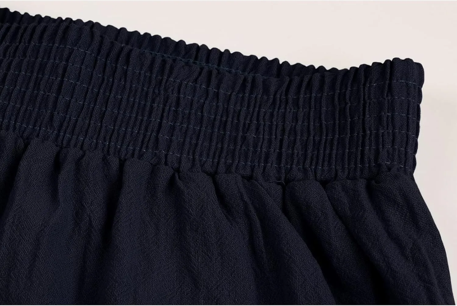 Linen Pants Womens Elastic Waist Harem Pants Casual Baggy Beach Pants with Pockets
