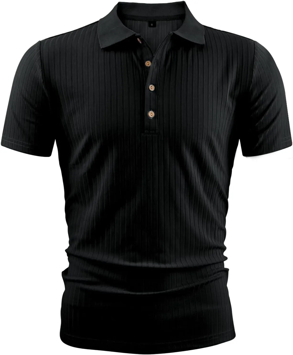 LOGEEYAR Men's Slim Fit Muscle Polo Shirts - Short Sleeve Ribbed Stylish Tees for Casual Everyday Wear