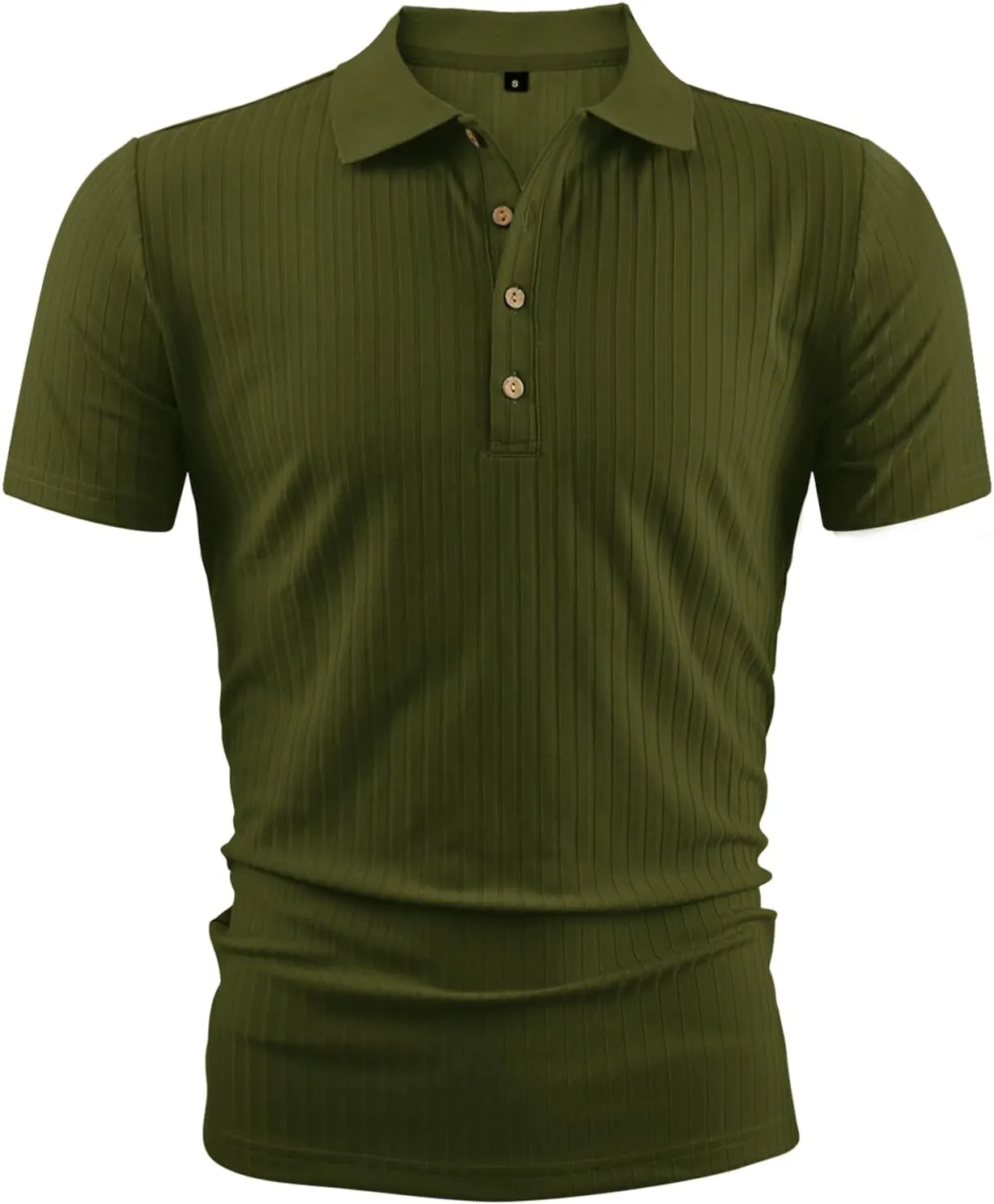 LOGEEYAR Men's Slim Fit Muscle Polo Shirts - Short Sleeve Ribbed Stylish Tees for Casual Everyday Wear