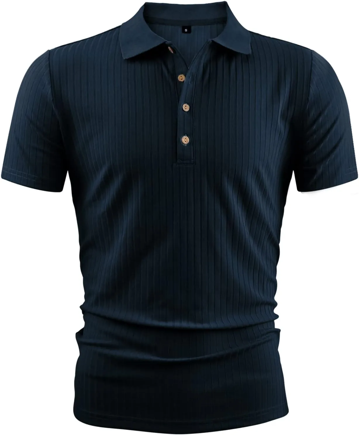 LOGEEYAR Men's Slim Fit Muscle Polo Shirts - Short Sleeve Ribbed Stylish Tees for Casual Everyday Wear