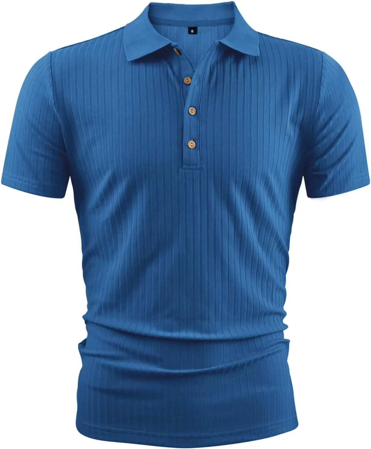 LOGEEYAR Men's Slim Fit Muscle Polo Shirts - Short Sleeve Ribbed Stylish Tees for Casual Everyday Wear