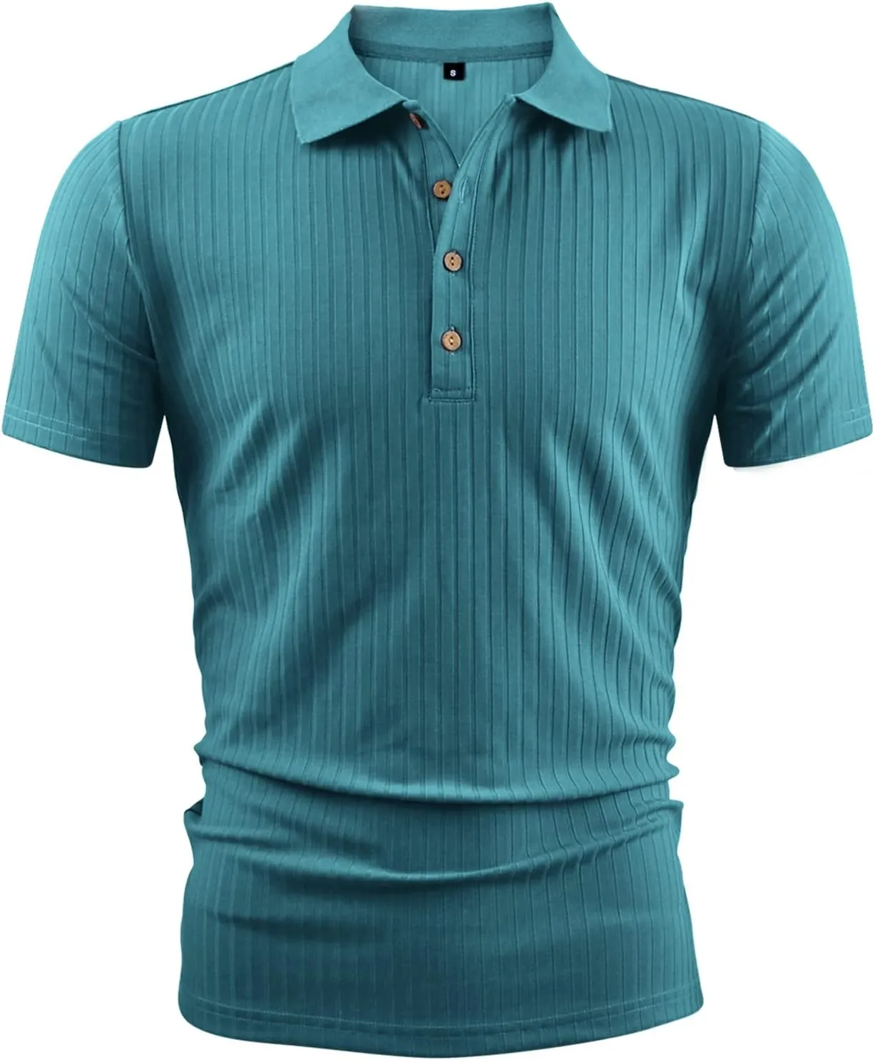 LOGEEYAR Men's Slim Fit Muscle Polo Shirts - Short Sleeve Ribbed Stylish Tees for Casual Everyday Wear
