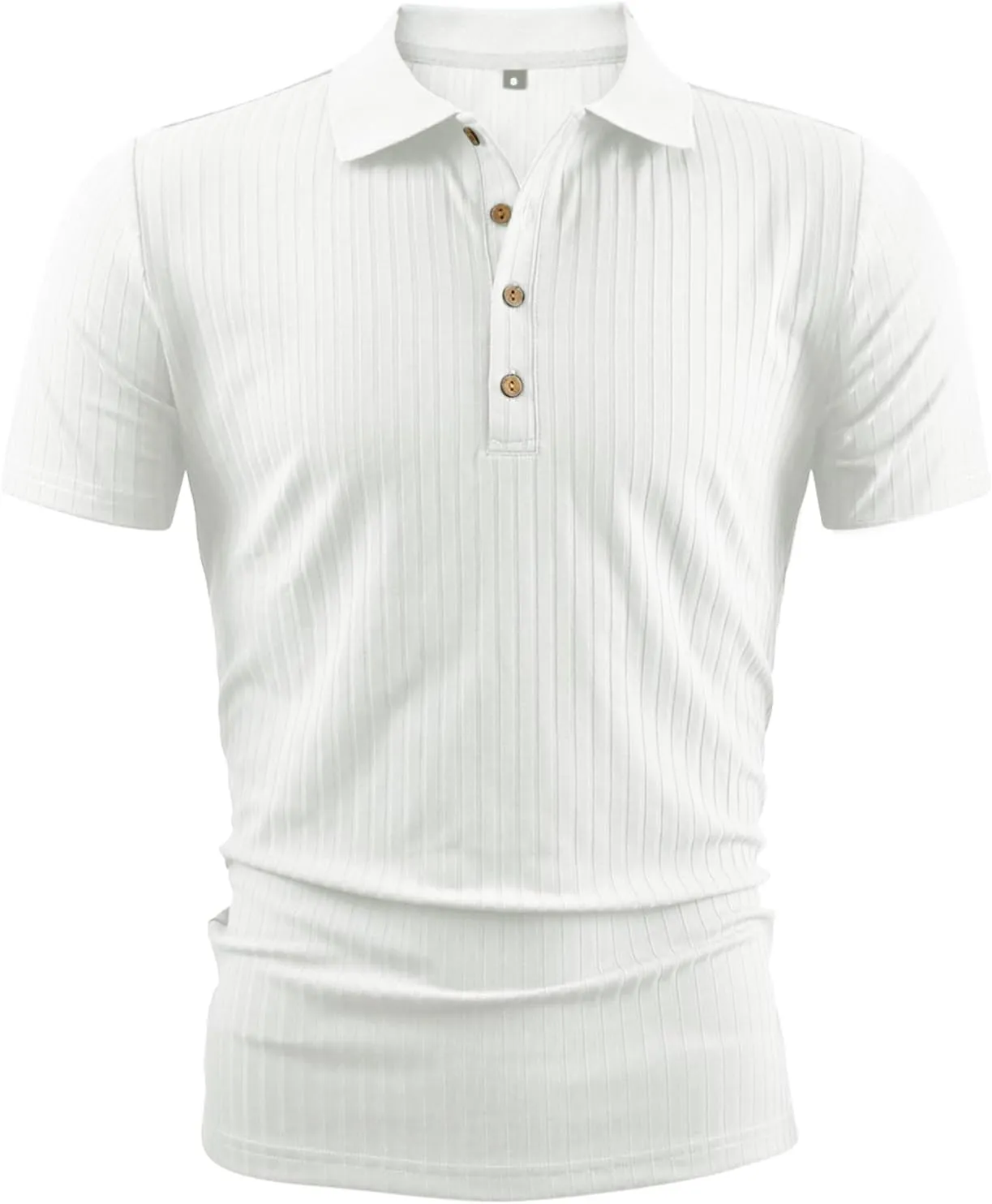 LOGEEYAR Men's Slim Fit Muscle Polo Shirts - Short Sleeve Ribbed Stylish Tees for Casual Everyday Wear