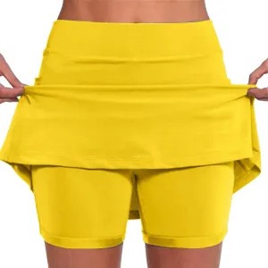 Long Golf Skirts for Women with Shorts Black Mini Skirt with Slit Low Rise Biker Shorts Women Tummy Control Plus