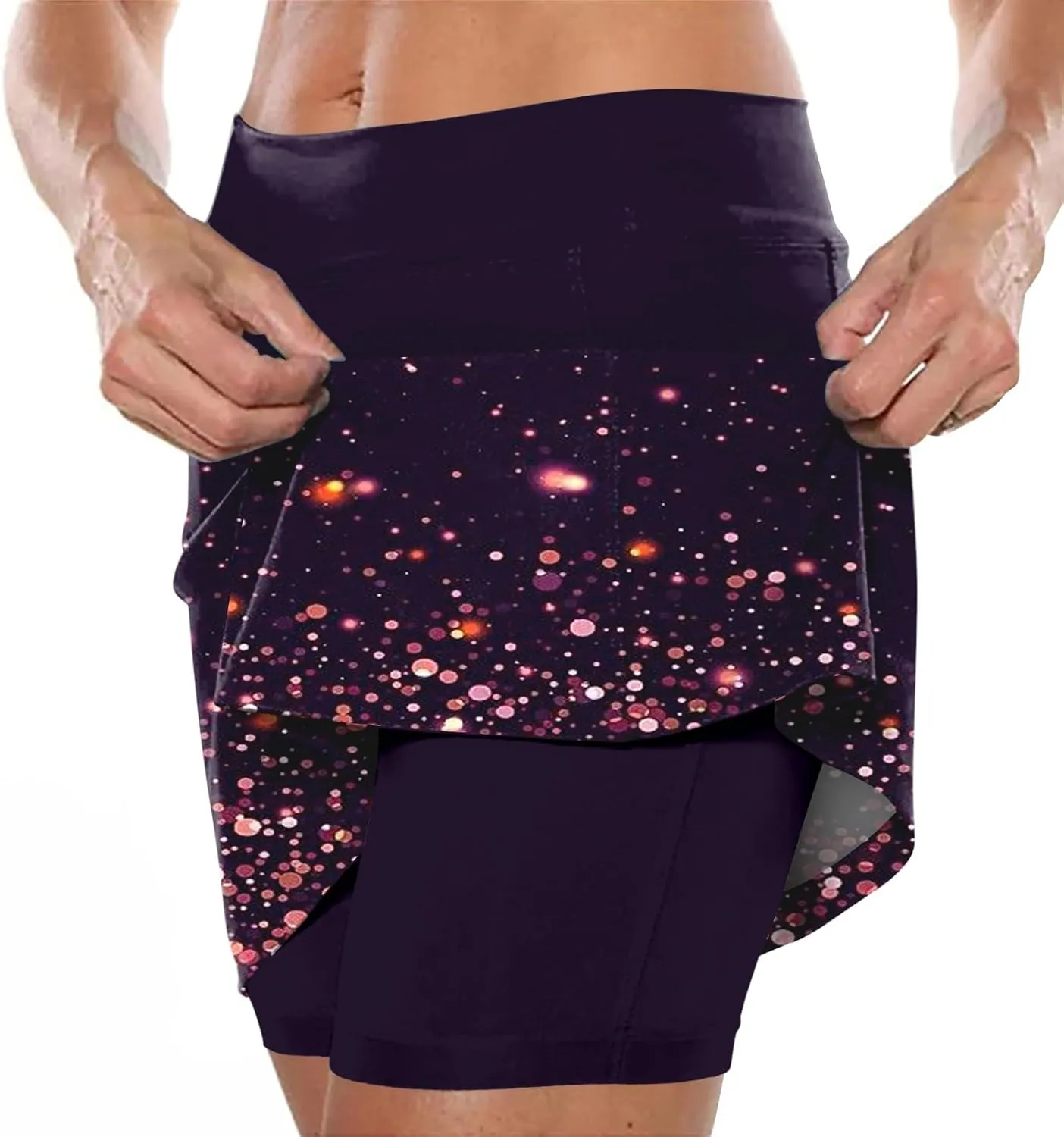 Long Golf Skirts for Women with Shorts Black Mini Skirt with Slit Low Rise Biker Shorts Women Tummy Control Plus