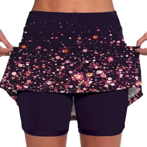Long Golf Skirts for Women with Shorts Black Mini Skirt with Slit Low Rise Biker Shorts Women Tummy Control Plus