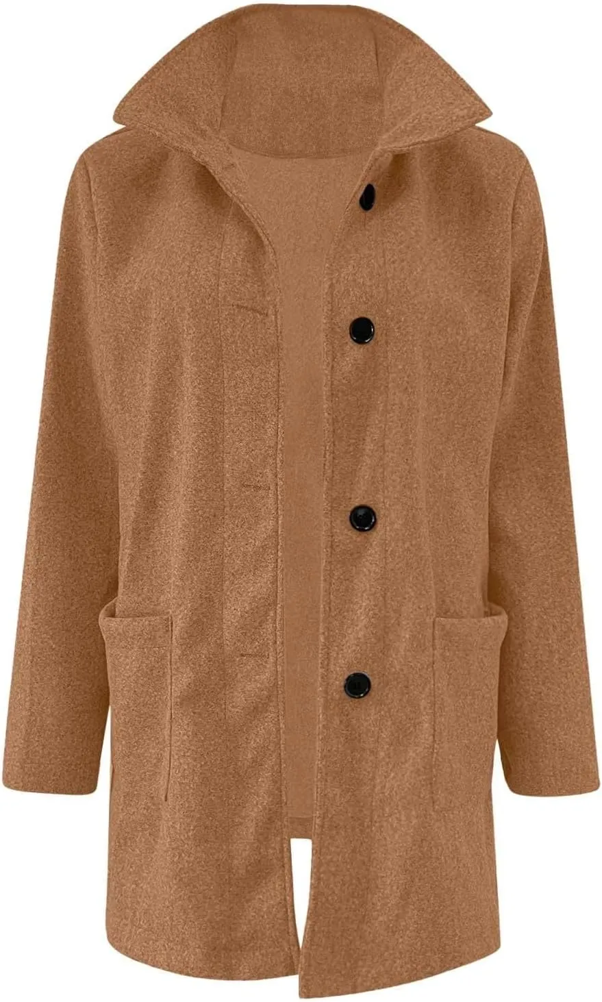 Long Pea Coats for Women Winter Stand Collar Single Breasted Wool Trench Coats Wool Blend Peacoat Thicken Blazer Jacket