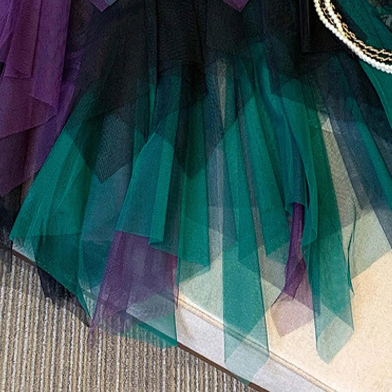 Long Tulle Skirt High Waist Loose A Line For Women Boho Flare/Irregular Flowy Elegant For Parties/Everyday Wear Summer