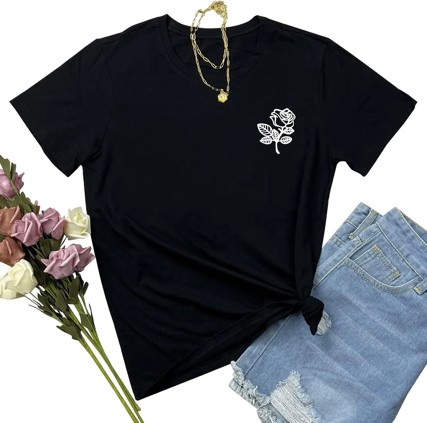 LOOKFACE Women Graphic Tees Cute T Shirts