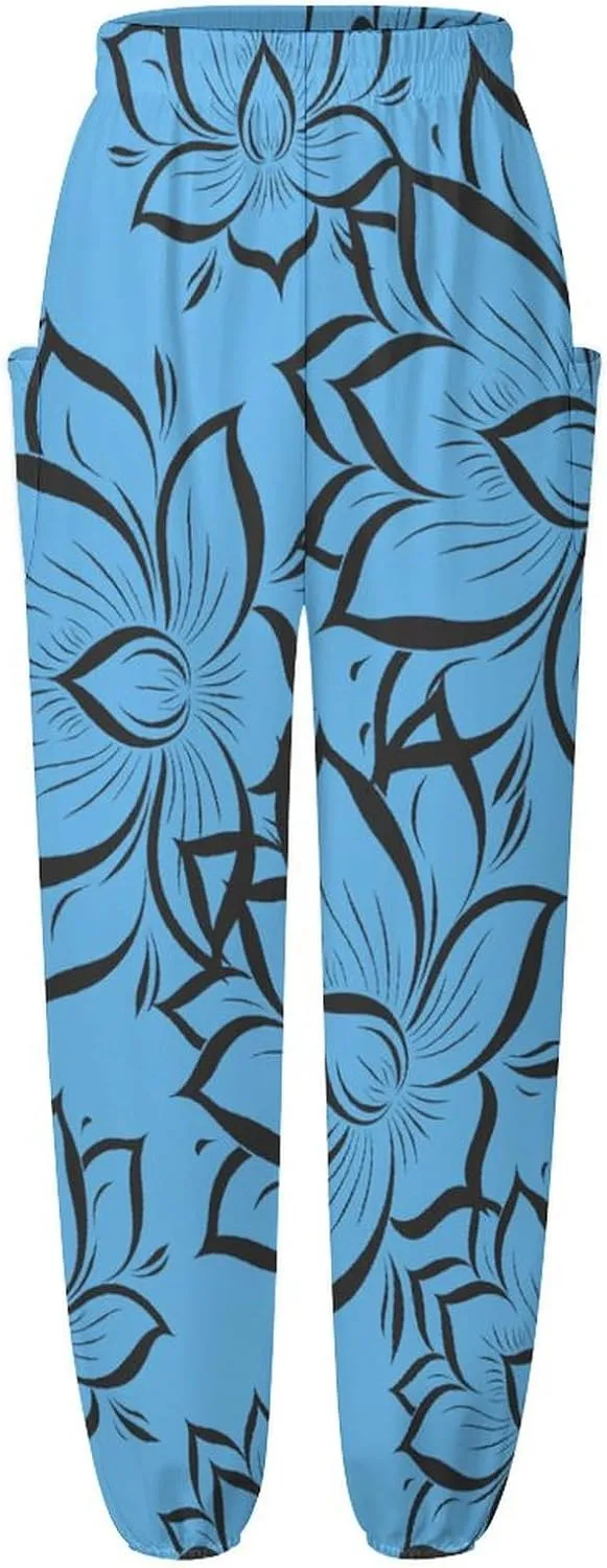 Lotuses Women's Harem Pants Lightweight Yoga Pants Beach Pants Dance Trousers with Pockets