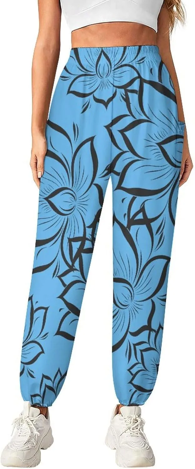 Lotuses Women's Harem Pants Lightweight Yoga Pants Beach Pants Dance Trousers with Pockets