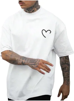 Male Oversize Spring and Summer Trend Young Large Size Printing Short Sleeve T Shirt Top Spandex T Shirt Men