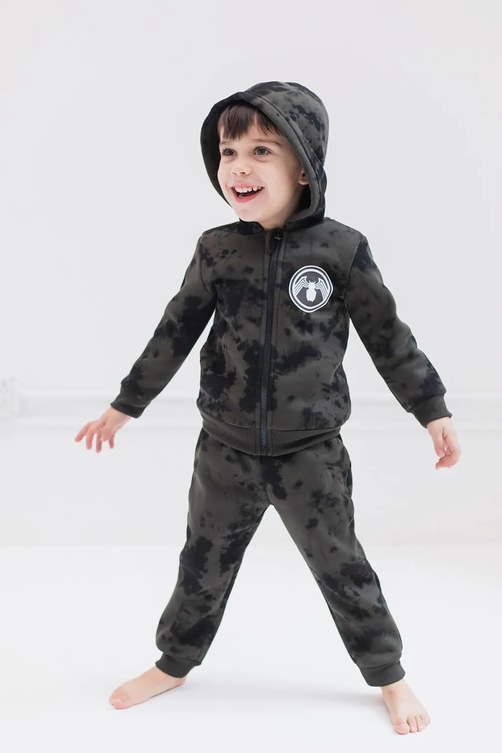 Marvel Avengers Spider-Man Little Boys Zip Up Fleece Hoodie Graphic T-Shirt and Jogger 3 Piece Outfit Set Toddler to Big Kid