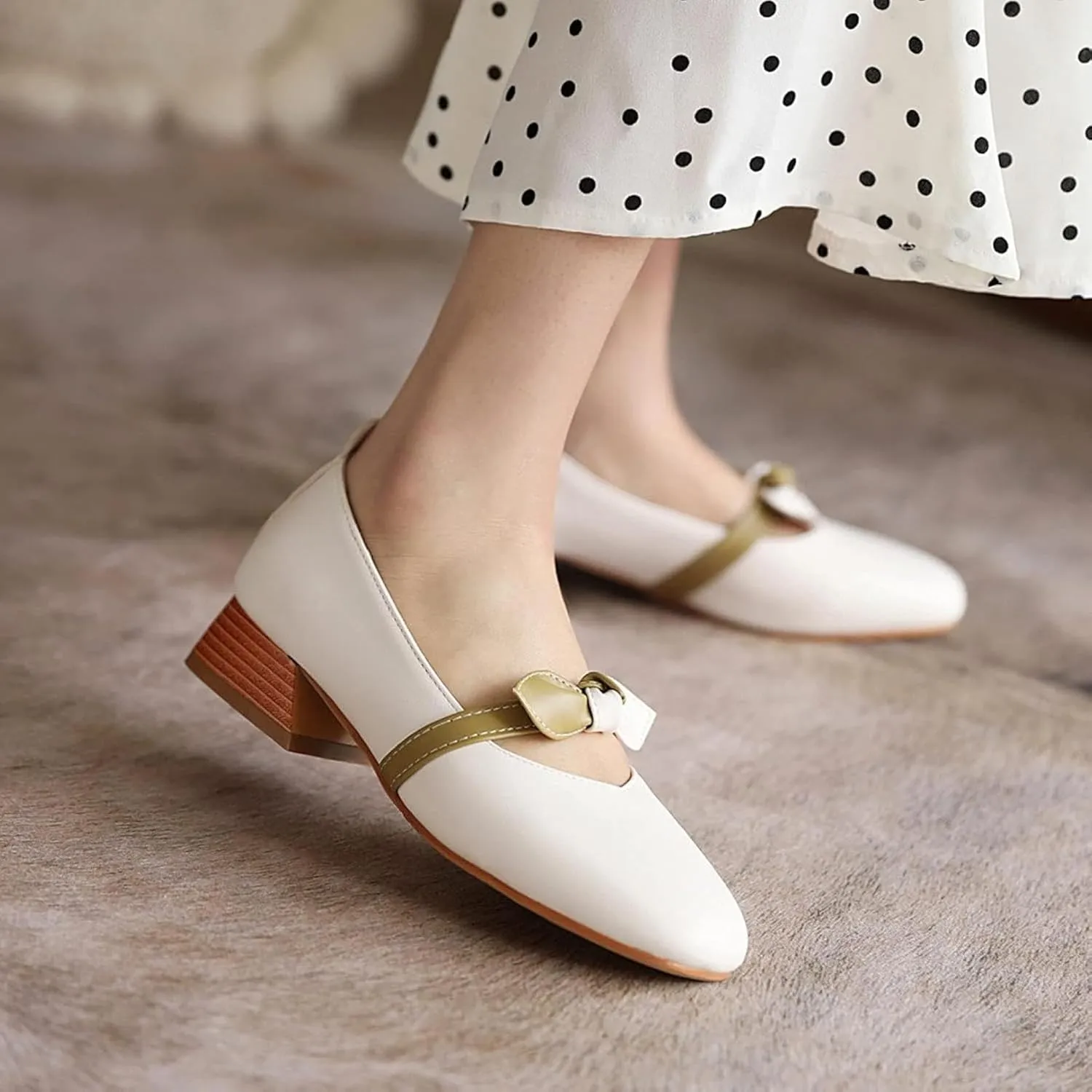 Mary Jane Oxford Women's High Heels Sweet Loose Closed Square Toe Shoes for Girls and Women Block High Heels