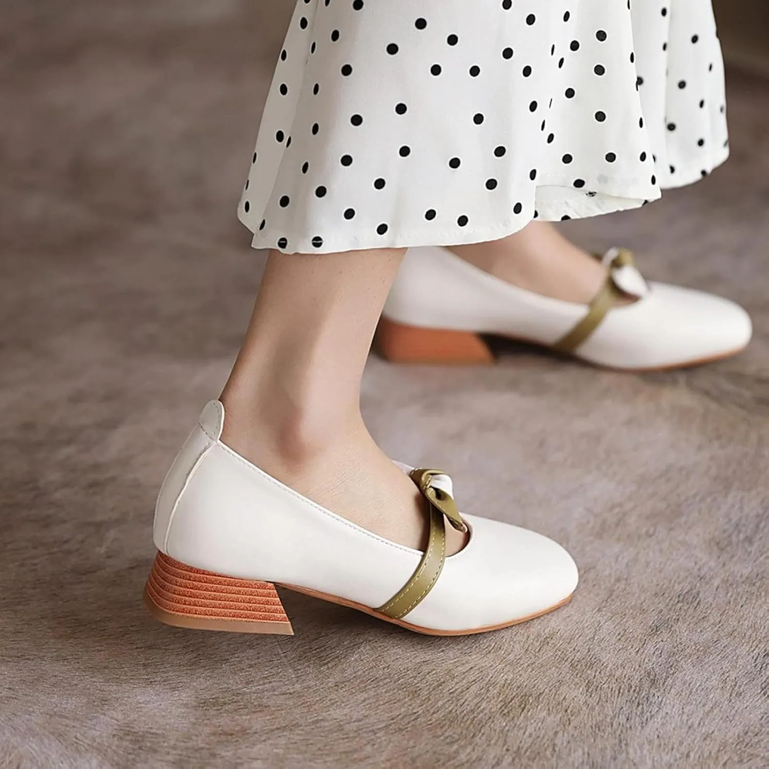 Mary Jane Oxford Women's High Heels Sweet Loose Closed Square Toe Shoes for Girls and Women Block High Heels
