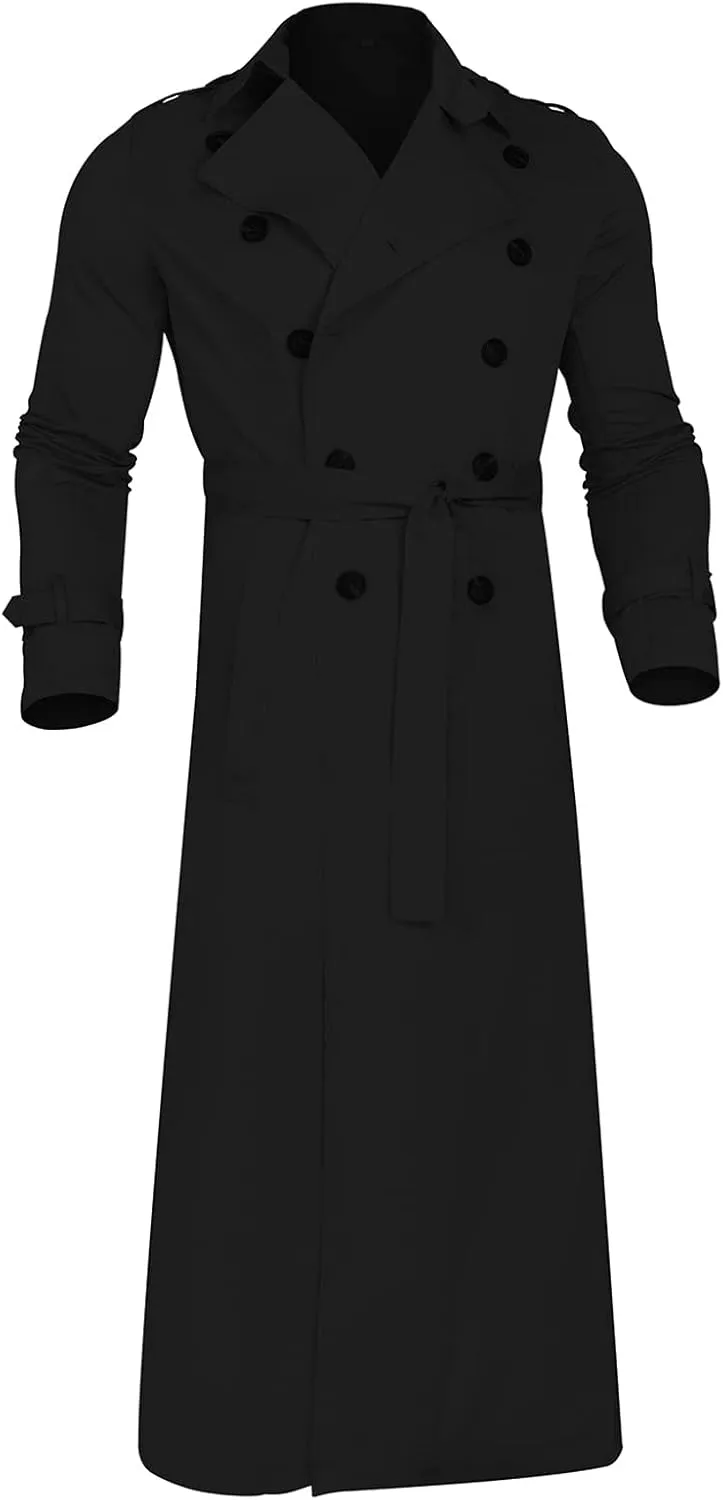 Men Trench Coat Winter Long Jacket Double Breasted Overcoat Men's Classic Wool Trench Overcoat Long Coat Jackets