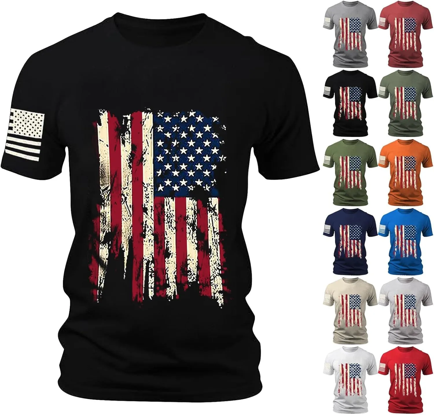 Mens 4Th of July Shirt Short Sleeve Slim Fit Cotton USA Patriotic T Shirts Comfy Casual Summer Graphic American Flag Shirts