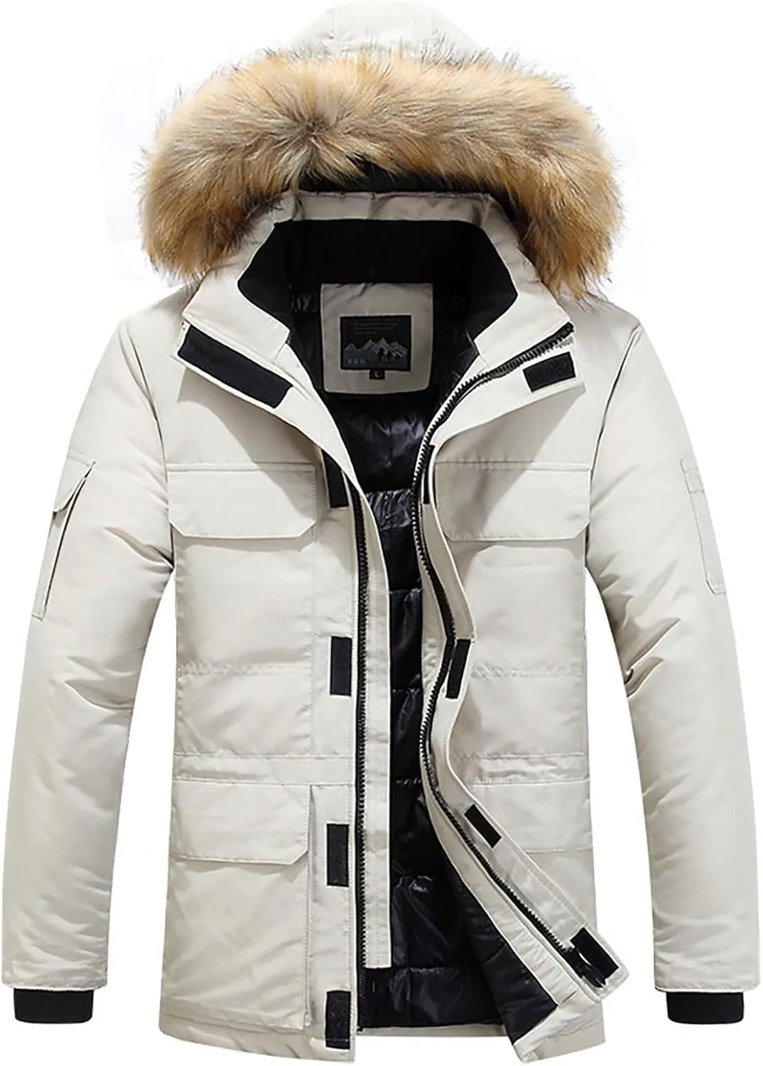 Men's Autumn Winter Coat Jacket Casual Plus Size Light Zip Pocket Cotton Padded Warm Soft Jacket Coat Solid Top