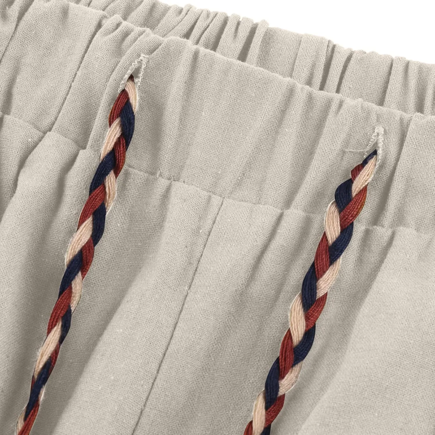 Mens Baggy Pants Drawstring Cotton Linen Wide Leg Yoga Pants Solid Color Baggy Pants