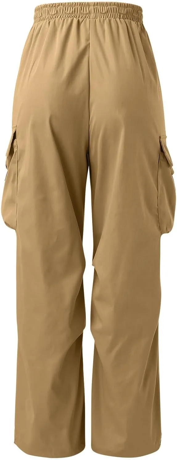 Men's Cargo Pants Loose Fit Casual Joggers Drawstring Elastic Waist Track Pants Multi Pockets