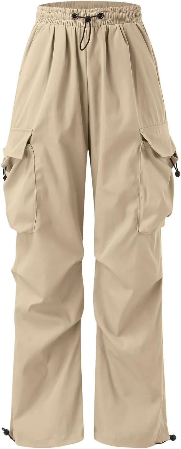 Men's Cargo Pants Loose Fit Casual Joggers Drawstring Elastic Waist Track Pants Multi Pockets