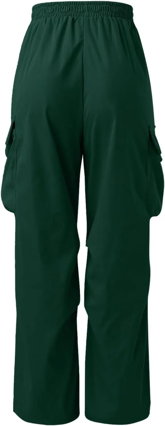 Men's Cargo Pants Loose Fit Casual Joggers Drawstring Elastic Waist Track Pants Multi Pockets