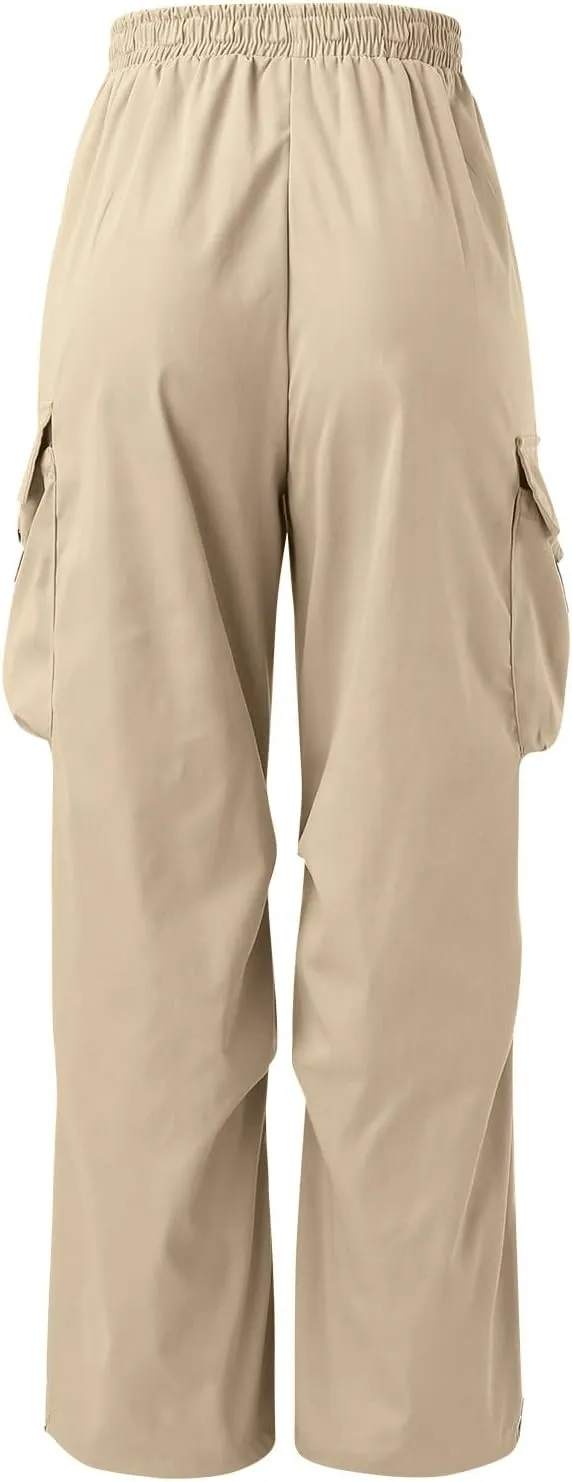 Men's Cargo Pants Loose Fit Casual Joggers Drawstring Elastic Waist Track Pants Multi Pockets