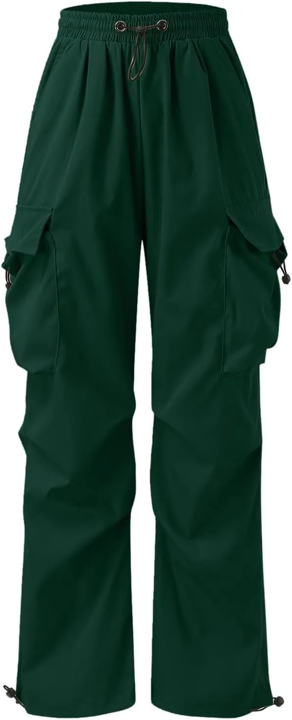 Men's Cargo Pants Loose Fit Casual Joggers Drawstring Elastic Waist Track Pants Multi Pockets