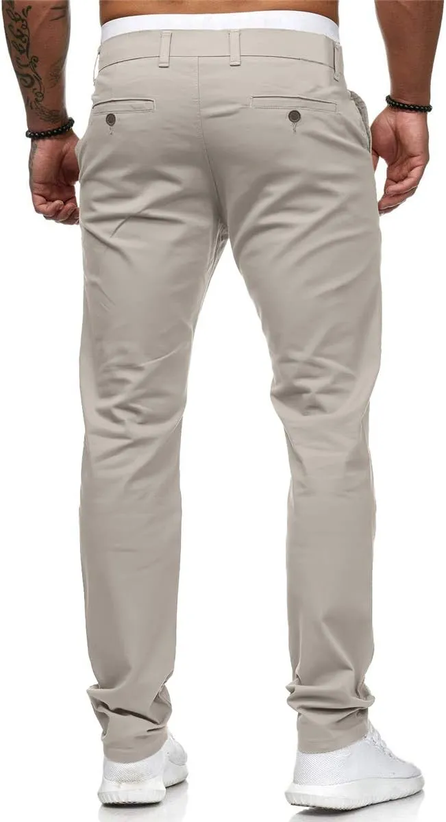 Men's Casual Dress Pants Skinny Stretch Slim Fit Flat-Front Lightweight Comfort Slacks