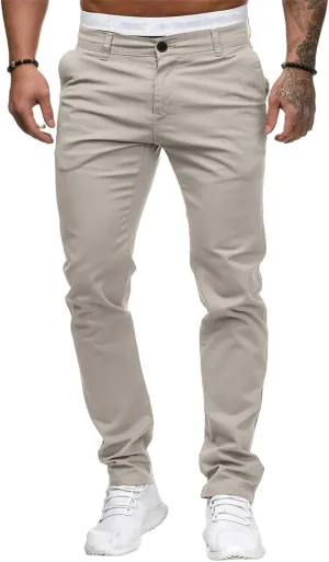 Men's Casual Dress Pants Skinny Stretch Slim Fit Flat-Front Lightweight Comfort Slacks