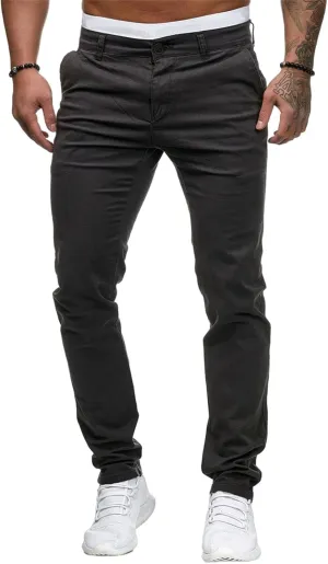 Men's Casual Dress Pants Skinny Stretch Slim Fit Flat-Front Lightweight Comfort Slacks