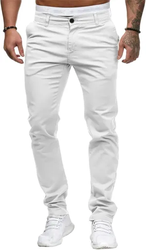 Men's Casual Dress Pants Skinny Stretch Slim Fit Flat-Front Lightweight Comfort Slacks
