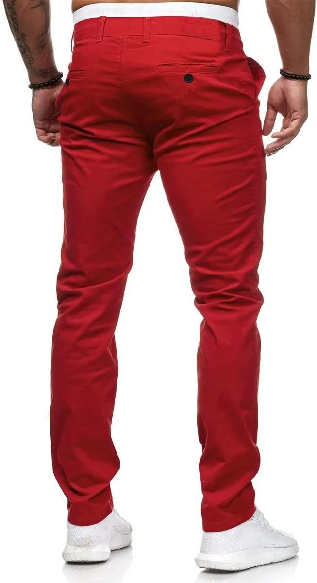 Men's Casual Dress Pants Skinny Stretch Slim Fit Flat-Front Lightweight Comfort Slacks