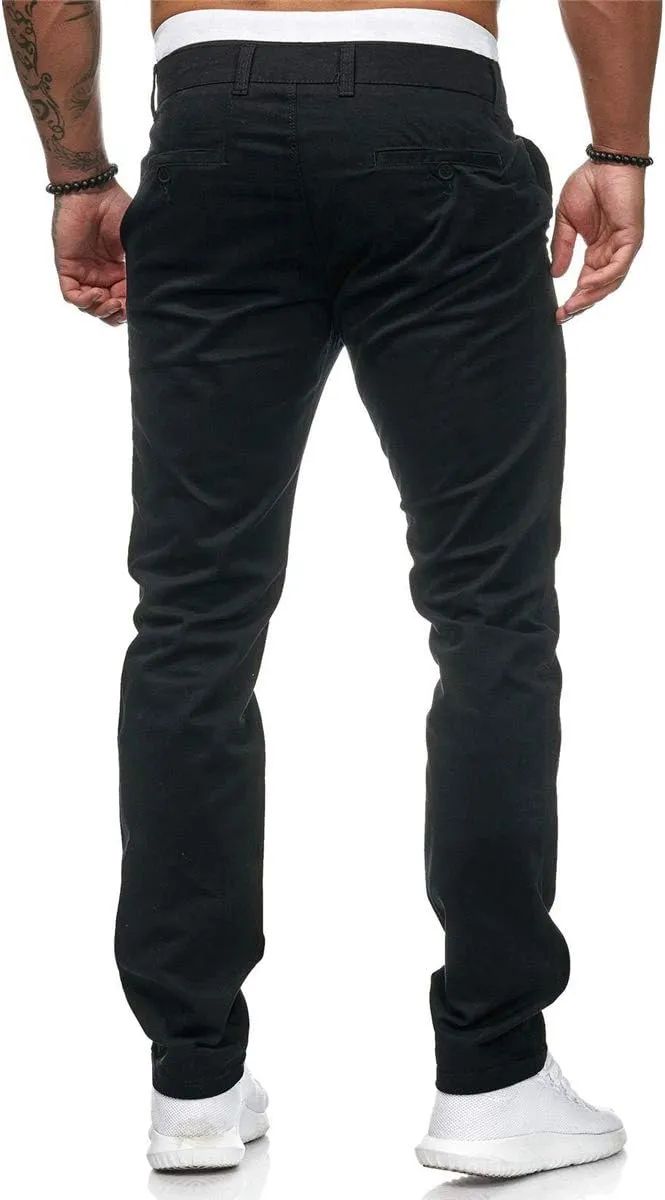 Men's Casual Dress Pants Skinny Stretch Slim Fit Flat-Front Lightweight Comfort Slacks