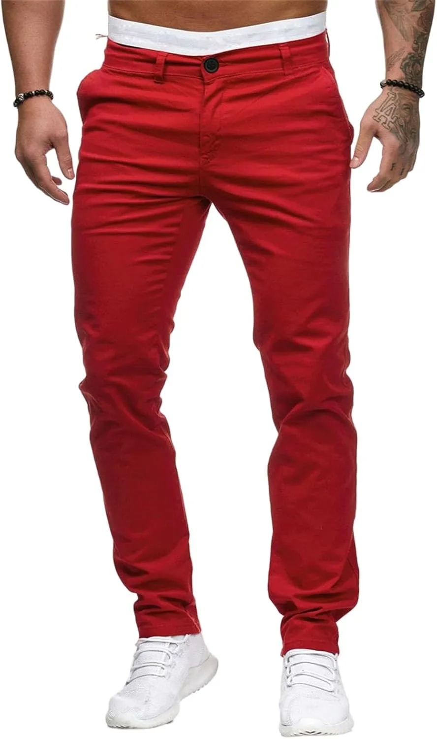 Men's Casual Dress Pants Skinny Stretch Slim Fit Flat-Front Lightweight Comfort Slacks