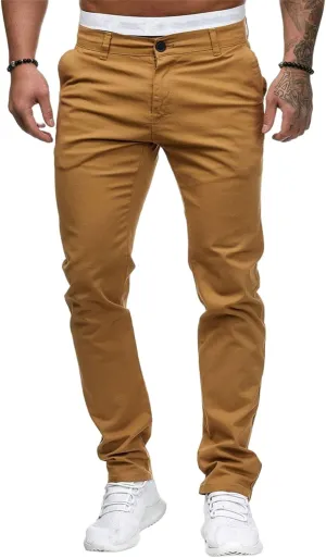 Men's Casual Dress Pants Skinny Stretch Slim Fit Flat-Front Lightweight Comfort Slacks