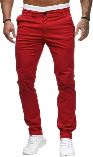 Men's Casual Dress Pants Skinny Stretch Slim Fit Flat-Front Lightweight Comfort Slacks