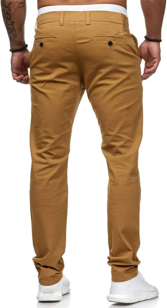 Men's Casual Dress Pants Skinny Stretch Slim Fit Flat-Front Lightweight Comfort Slacks