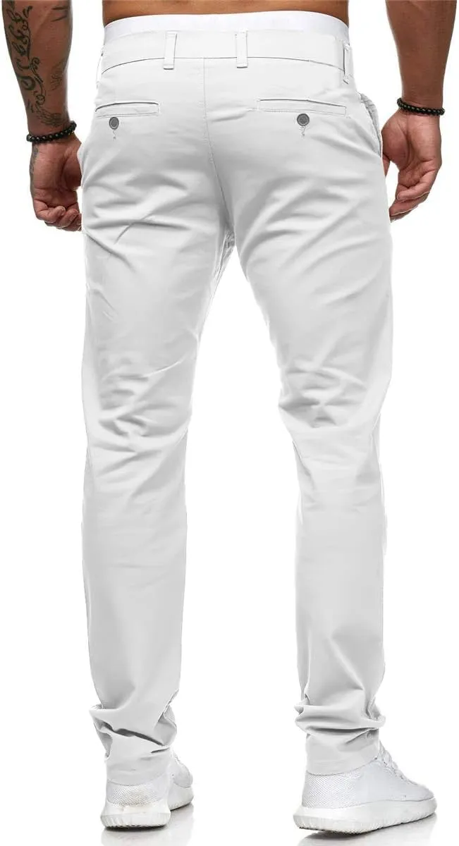 Men's Casual Dress Pants Skinny Stretch Slim Fit Flat-Front Lightweight Comfort Slacks