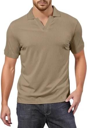 Men's Casual Golf Polo Shirts Collared Dry Fit Wrinkle Free Soft Work Summer Shirts