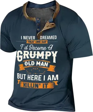 Men's Casual Henley Shirt Big and Tall Short Sleeve V Neck Button Up Workout Shirts Shirts 3D Graphic Print Tees