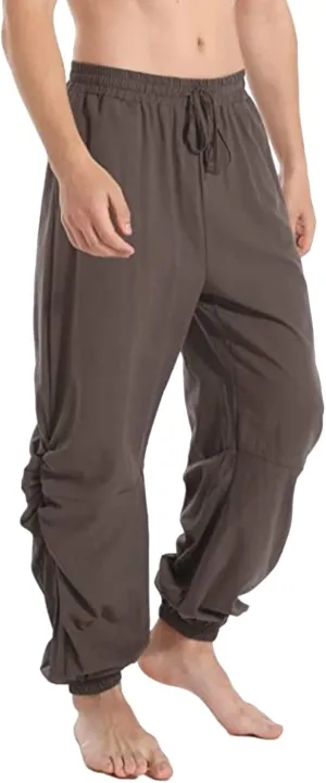 Mens Casual Linen Pants Casual Elastic Waist Drawstring Yoga Jogger Pants