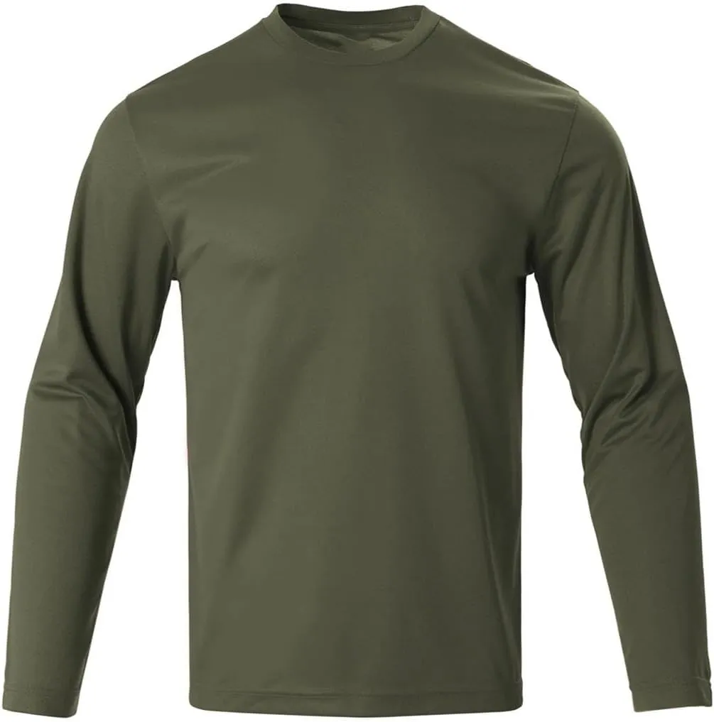 Men's Casual Long Sleeve T-Shirt Plain Slim Fit Top for Fitness Everyday Wear Breathable Comfort Tee