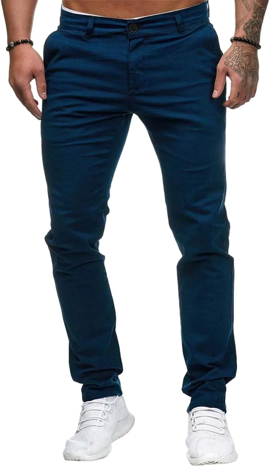 Mens Chinos Dress Pants Casual Slim Fit Pants Skinny Business Golf Pants Lightweight Comfort Slacks Trousers for Men